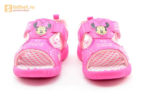 Босоножки Минни Маус (Minnie Mouse) на липучке для девочек, цвет розовый белый. Изображение 5 из 13.
