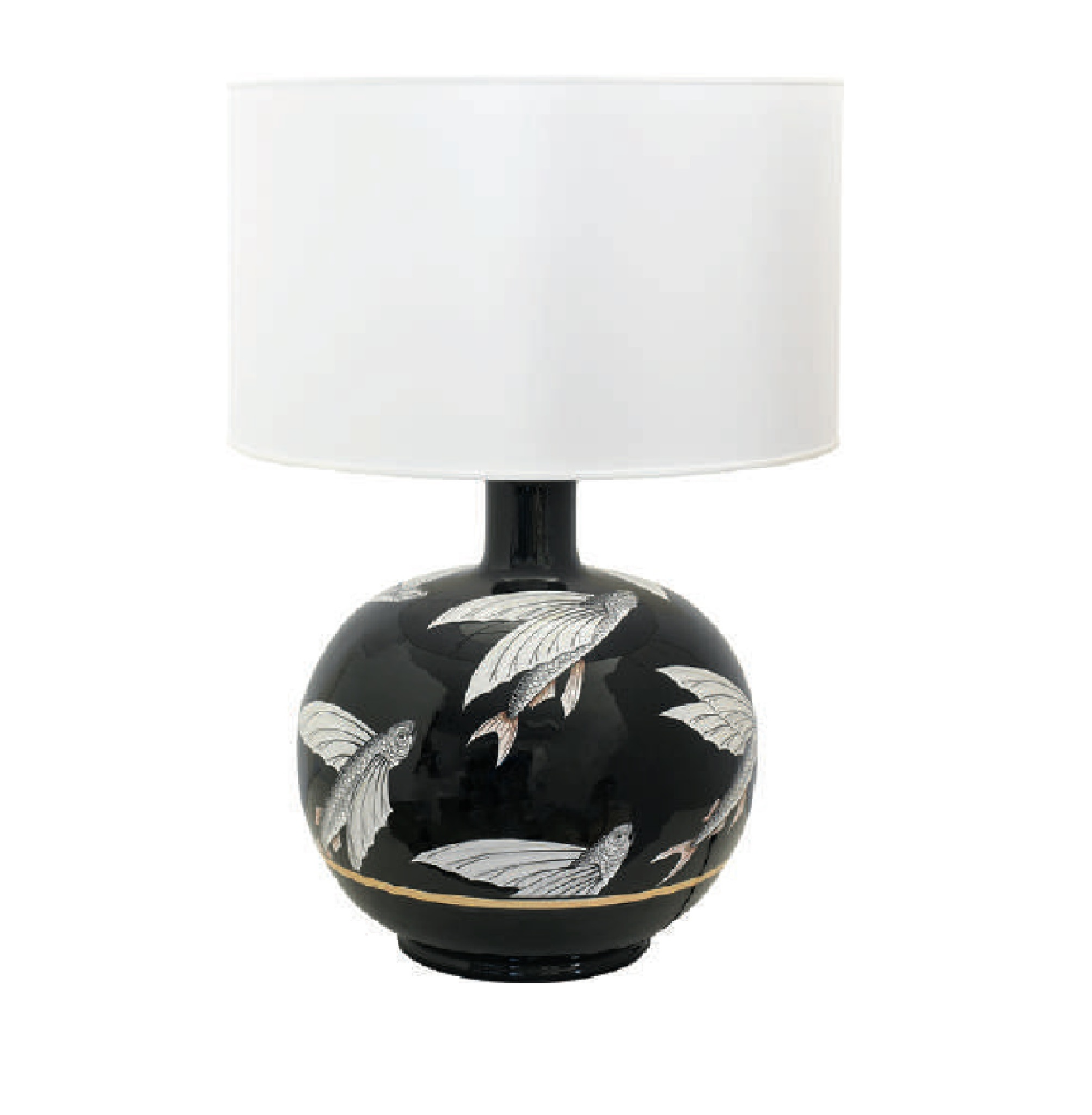 Ceramic lamp with white shade Flying Fish collection