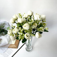 № 2 Розы искусственные Нежные, Белые, 5 веток, 33 см, набор 2 букета.