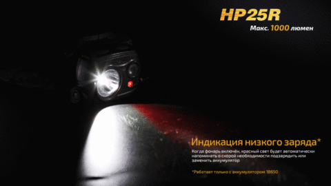 Фонарь светодиодный налобный Fenix HP25R, 1000 лм, аккумулятор*