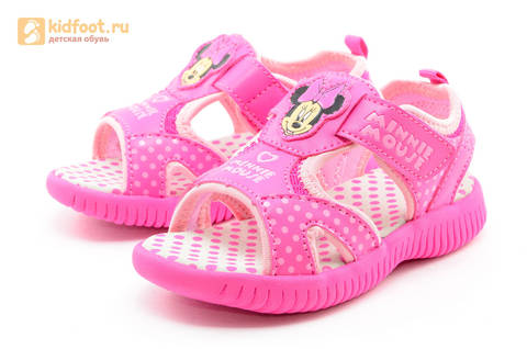 Босоножки Минни Маус (Minnie Mouse) на липучке для девочек, цвет розовый белый. Изображение 6 из 13.