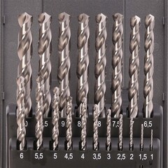 Набор сверл по металлу 1-10мм 19шт DIN338 HSS-G 135° (пл. кейс) H-Tools 214214HTRO