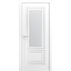 Купить Межкомнатная дверь эмаль Фави В0 белая с патиной серебро остеклённая