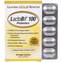 California Gold Nutrition, LactoBif, пробиотики, 100 млрд КОЕ, 30 растительных капсул