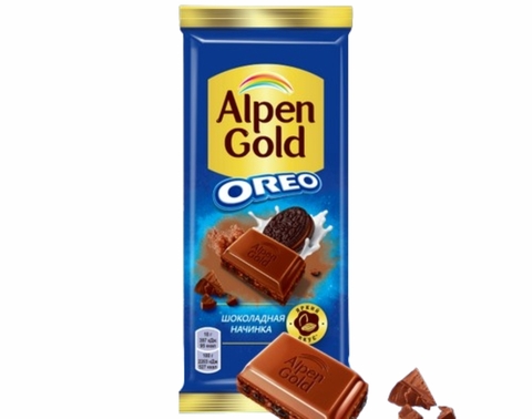 Шоколад ALPEN GOLD Oreo Молочный С шоколадной начинкой 90 г РОССИЯ