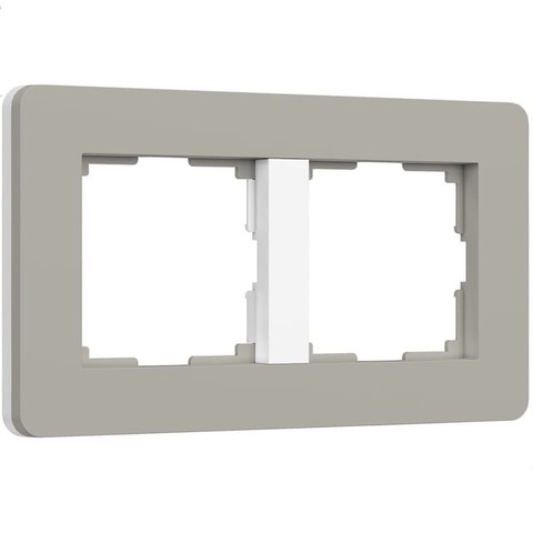 Рамка на 2 поста. Цвет Дымчатый/белый soft-touch. Werkel(Веркель). Split. a067260 / W0023067