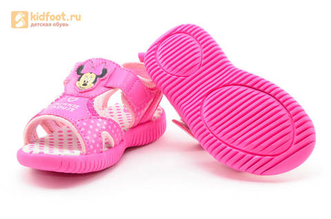 Босоножки Минни Маус (Minnie Mouse) на липучке для девочек, цвет розовый белый. Изображение 8 из 13.