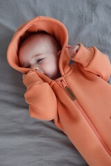 Комбинезон из футера утепленный (лососевый)