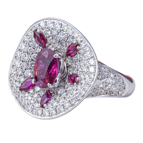 Кольцо с Рубином и Бриллиантами, R0205-22/4