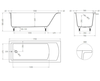 Salini 104413GF CASCATA 170x70 Встраиваемая ванна с прямоугольной чашей, регулируемые ножки, RAL полностью
