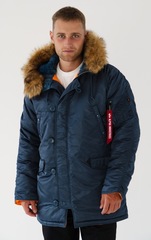 Парка Alpha Industries N-3B Slim Fit Slate Blue (Голубая)