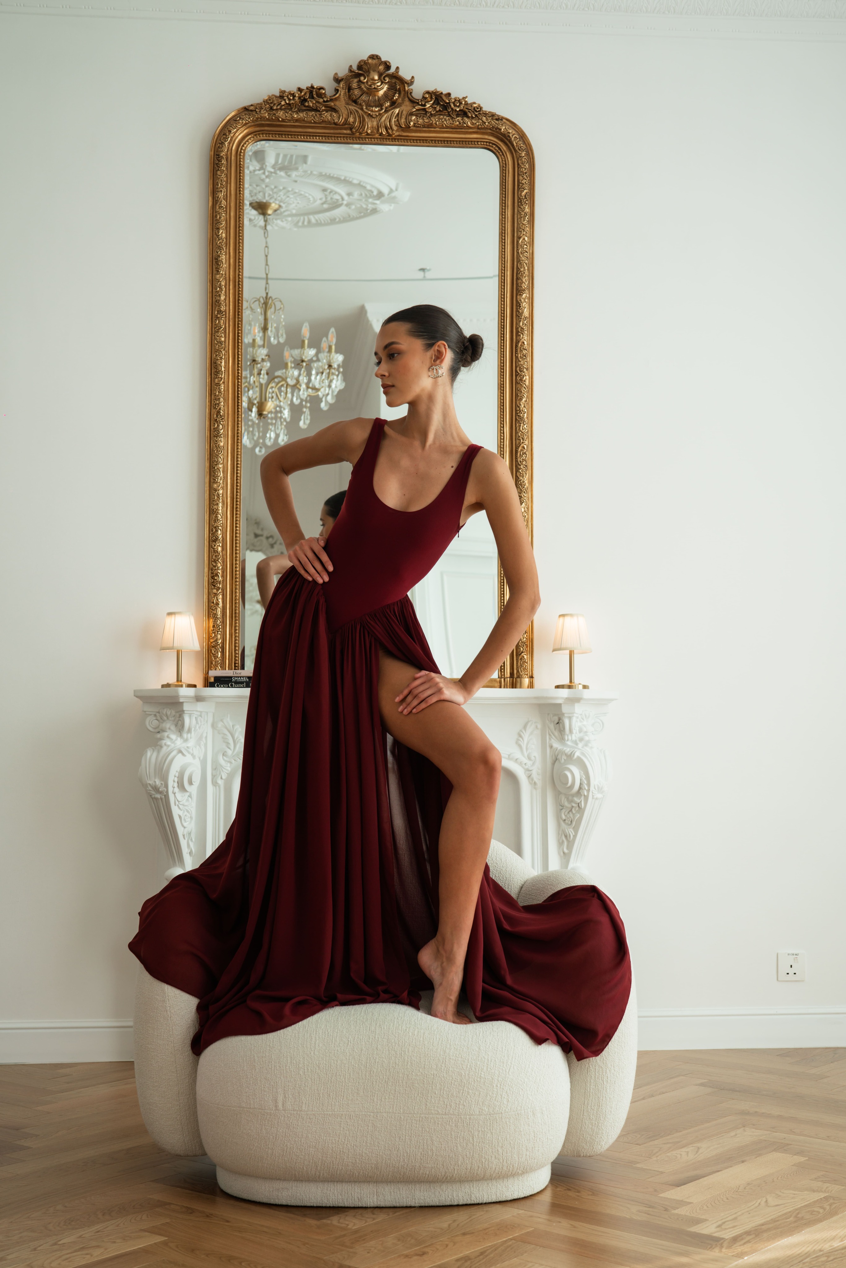 Платье боди бордовое