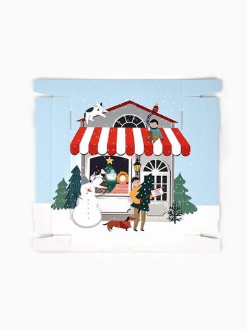 Коробка сборная одиночная Прямоугольник, «Зимний город», 31*25*16 см