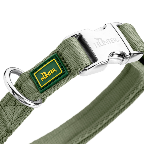 Hunter ошейник для собак ALU-Strong Inari нейлон с металлической застежкой, оливковый