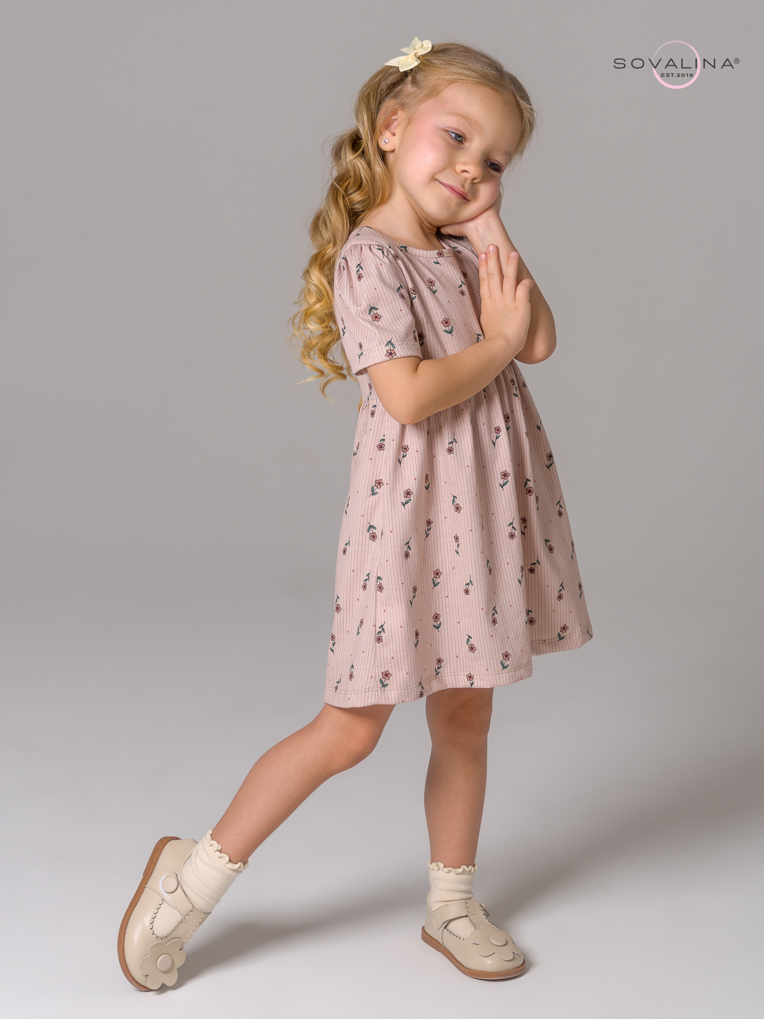 Платье Аленка к/р SG полосатые цветочки