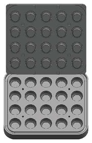 Форма для тарталетницы Kocateq DHTartmatic Plate 58 (круглые, верхний ? 53 мм, нижний ? 39 мм, 20 шт.)