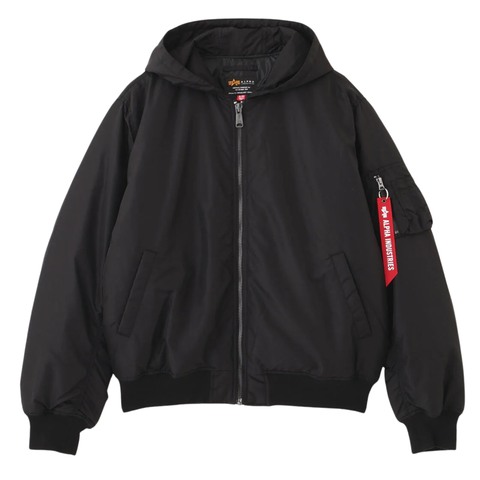 Бомбер Alpha Industries Logo L-2B Hooded Hunter Black (Черный)