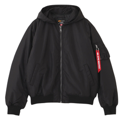 Бомбер Alpha Industries Logo L-2B Hooded Hunter Black (Черный)