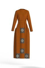 Сиена. Платье льняное комбинированное с вышивкой PL-42-5365
