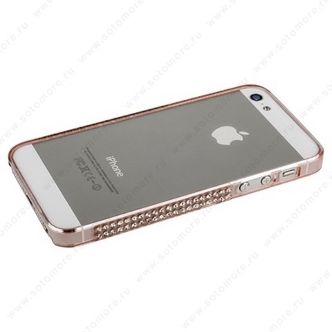 Бампер пластиковый для iPhone SE/ 5s/ 5C/ 5 со стразами розовый