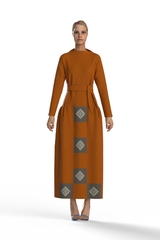 Сиена. Платье льняное комбинированное с вышивкой PL-42-5365