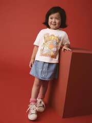 Футболка и джинсовая юбка в комплекте для девочки Next E87-054, Синий, Кремовый