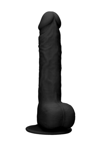 Черный фаллоимитатор Realistic Cock With Scrotum - 24 см. - Shots Media BV RealRock REA078BLK