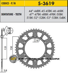 Звезда задняя ведомая Sunstar 5-3619-50BK JTR460-50 JTA460BLK