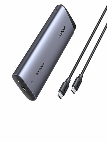 Бокс внешний для жесткого диска  UGREEN CM767 (55150) M.2 NVMe/SATA SSD Enclosure 20Gbps, серый космос