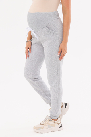Утепленные спортивные брюки для беременных 16171 серый меланж