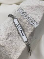 Вешалка петелька цепочка серебристая Миу. с белой эмалью