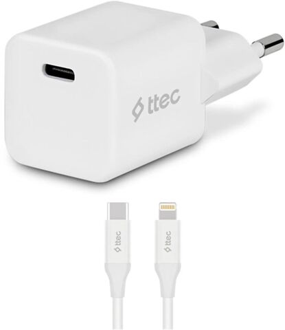 Зарядное устройство TTEC SmartCharger 20W PD With USB-C - Lightning Cable с кабелем 120 см, белый