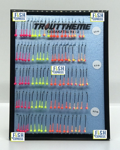 Джиг-головка TROUTTHEME  комплект 100шт (0,2г-40шт/0,3г-40шт/0,5г-20шт.) ультрафиолет, крючок GAMAKATSU № 6 продажа от 1 комплекта(100шт)