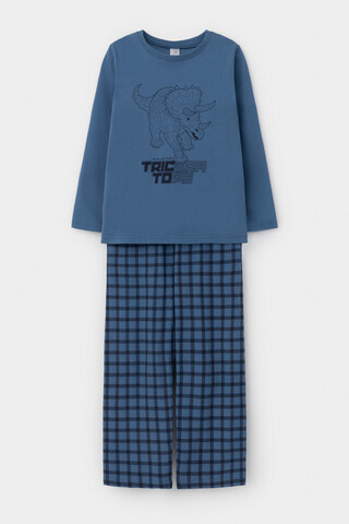 пижама  для мальчика  К 1600/синяя волна,клетка