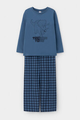 пижама  для мальчика  К 1600/синяя волна,клетка