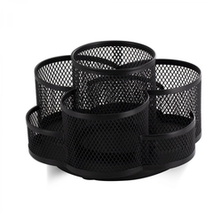 
          Подставка-органайзер д/канцтоваров, Alingar, металлическая, 17 см * 10,8 см*18 см, черная, 7 отделений, форма цветка, вращается