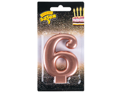 Свеча -цифра "6" Розовое золото 
