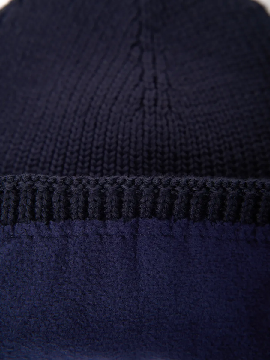 Шапка зимняя на флисе вязаная осень