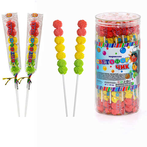Мармелад на палочке Светофорчик 1кор*12бл*48шт, 18гр