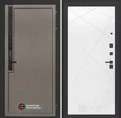 Входная дверь в квартиру Лабиринт с повышенной шумоизоляцией Лаб про 1 Велютто кофе 24 Белый софт, без текстуры