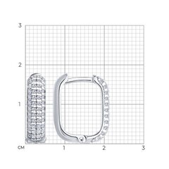 94027129 - Серьги-конго прямоугольник из серебра 925 пробы в обсыпке из фианитов