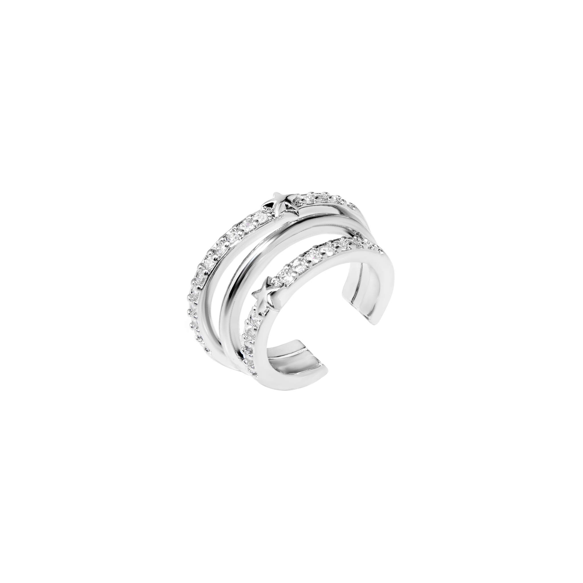 

Кафф Triple Crystal Stars Cuff - Silver