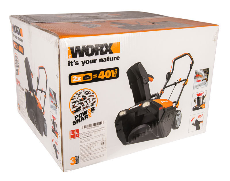 Снегоуборщик аккумуляторный WORX WG471E.9 40В