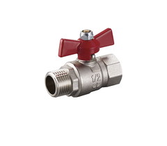 Кран шаровой с внутренней-наружной резьбой RIIFO Flow ручка-бабочка красная 3/4"ВР-3/4"НР латунь