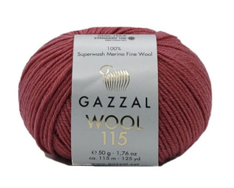 Пряжа Gazzal WOOL 115 3323 брусничный (уп.5 мотков)