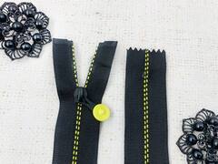 Молния спираль потайная, Т7, 19 см, чёрный с жёлтым