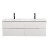 Cezares DUET-N-1400-4C-SO-2-BL DUET-N База под раковину подвесная с четырьмя выкатными ящиками для раковины с двумя чашами, Bianco Lucido, 1400x450x500, DUET-N-1400-4C-SO-2-BL