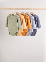 Боди с длинным рукавом для малышей Next B46-232, 5 шт., Зеленый, Желтый, Синий