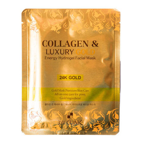 3W Clinic Collagen & Luxury Gold Energy Hydrogel Facial Mask - Гидрогелевая маска для лица с коллагеном и золотом