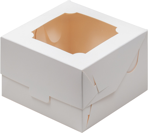 Коробка для бенто-торта с окном 120*120*80 мм белая